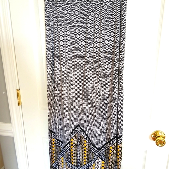 Cato women’s long maxi skirt L flowy Geometric yellow black summer beach party - Picture 6 of 6